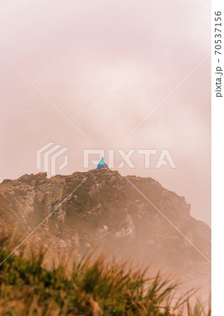 Summer landscape of the Montenegrin ridge, overcast mountain and landscapes of Gutyn Tomnatyk mountain, fascinating and mystical mountains, majestic Carpathians. 70537156
