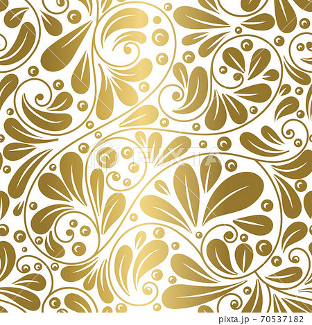 Gold and white leaves seamless pattern.  70537182