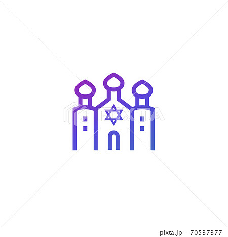 synagogue on white, line icon 70537377