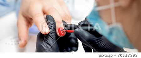 Manicure master painting female nails Manicure master painting female nails 70537595