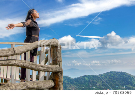 woman watching view over the sea 70538069