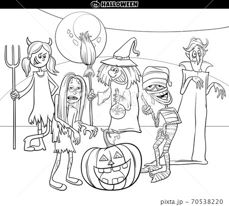 Halloween holiday cartoon funny characters coloring book page 70538220