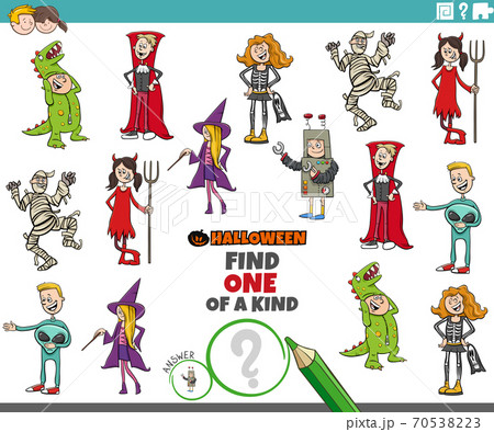 one of a kind game for children with Halloween party characters 70538223