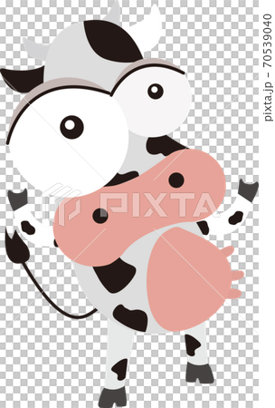 21年丑のかわいい年賀状イラスト びっくりのイラスト素材