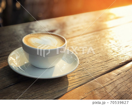 Coffee cup latte art in morning Coffee cup latte art in morning 70539627