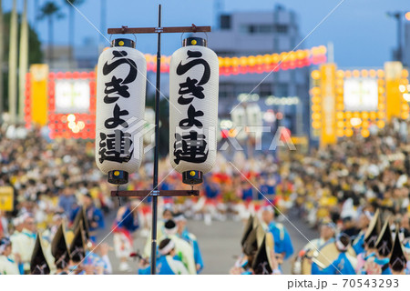 【阿波踊り】夏最盛！徳島の阿波踊り連の提灯 70543293