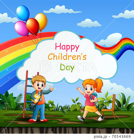 Happy children's day background poster with... - Stock Illustration  [70543669] - PIXTA