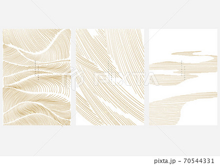 Japanese wave pattern with abstract background vector. Gold line elements template in vintage style. 70544331