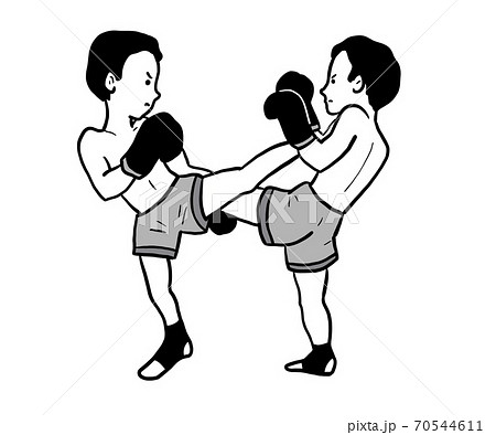 キックボクシングをする男性のイラストのイラスト素材