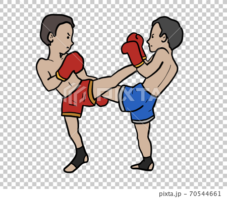 キックボクシングをする男性のイラストのイラスト素材