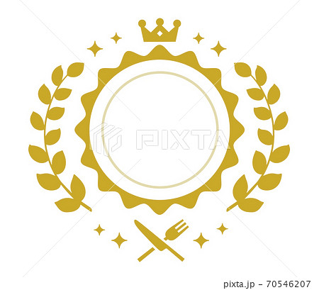 月桂樹と王冠のシンプルなグルメランキングメダル 70546207