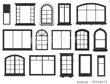 Window silhouettes. Exterior framing windows,...のイラスト素材 [70548273] - PIXTA