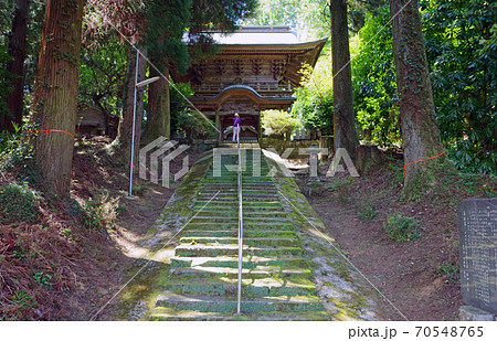 大分市指定有形文化財丸山神社楼門と苔の石段 70548765