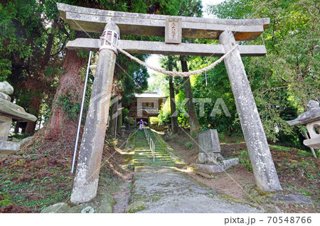 大分市指定有形文化財丸山神社楼門と苔の石段 70548766