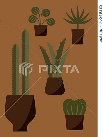 サボテンと観葉植物のイラストのイラスト素材