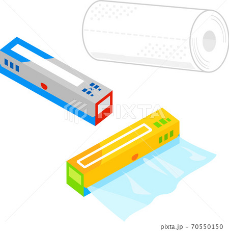 キッチンペーパー アルミホイル ラップのイラスト素材
