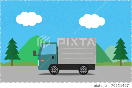 Vector illustration of a green truck on a mountain road Vector illustration of a green truck on a mountain road 70551467
