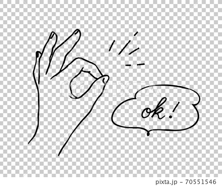 Okサインの手の手描きのイラスト ポーズ ジェスチャー オッケー おしゃれ かわいい 女の子のイラスト素材