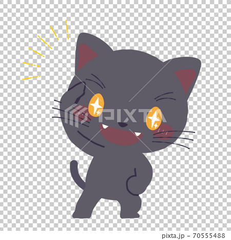Black cat peeking with his eyes shining 70555488
