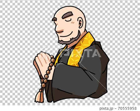 合掌する和尚さん 70555958