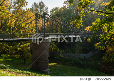 Russia. Kronshtadt. Hanging Makarovsky bridge over the ravine of the Petrovsky dock. 70555989