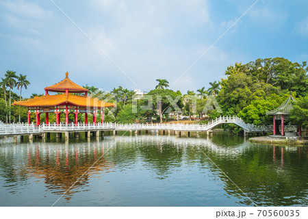 nianci pavilion of Tainan park in Tainan, Taiwan. the translation of the chinese text is nianci pavilion 70560035