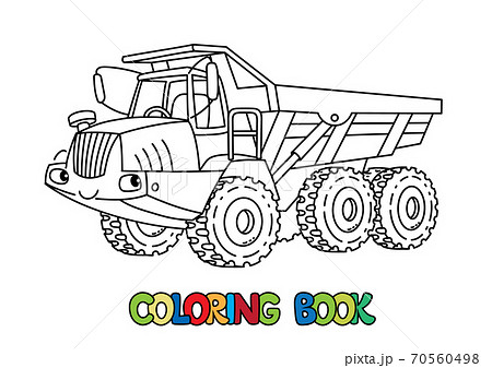 Articulated dump truck car with eyes coloring book 70560498