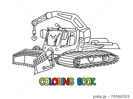 Funny Snowcat car with eyes. Coloring book Funny Snowcat car with eyes. Coloring book 70560503