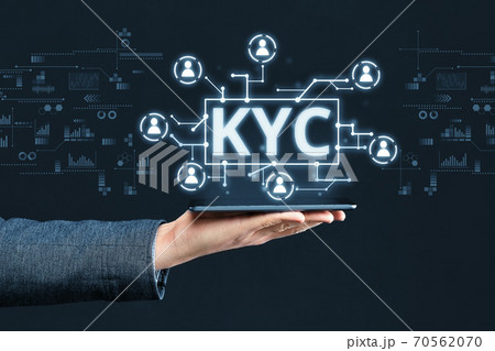Abstract digital display with concept image KYC Abstract digital display with concept image KYC 70562070