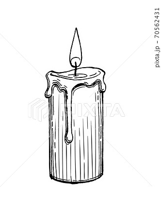 Ink sketch burning candle Royalty Free Vector Image