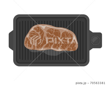 ホットプレートでステーキを焼くイラストのイラスト素材 ホットプレートでステーキを焼くイラストのイラスト素材