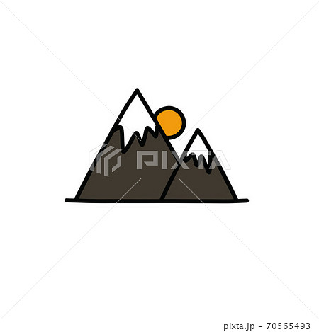 mountains doodle icon, vector color line mountains doodle icon, vector color line 70565493