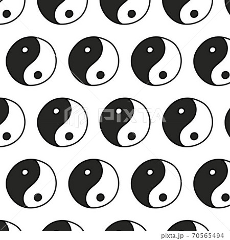 yin yang symbol seamless doodle pattern, vector 70565494