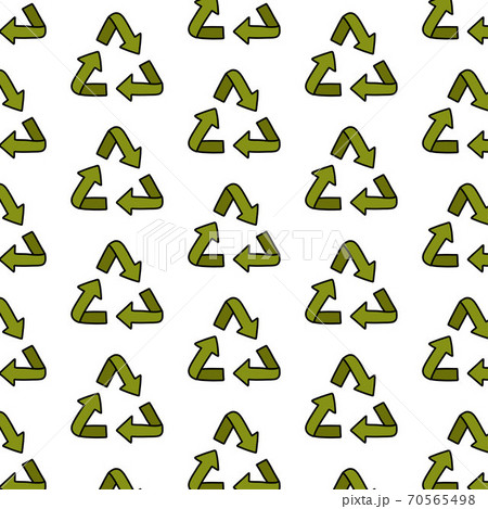 recycling symbol seamless doodle pattern, vector 70565498