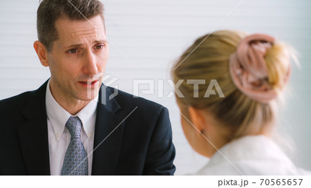 Job seeker in job interview meeting with manager Job seeker in job interview meeting with manager 70565657