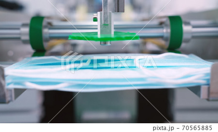 Face mask production line in modern factory 70565885