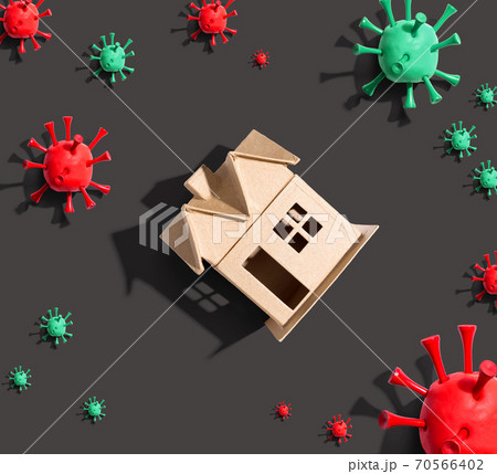 House with influenza and Coronavirus concept 70566402