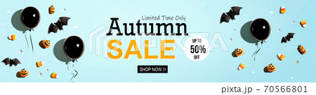 Autumn sale banner with balloons and Halloween decorations Autumn sale banner with balloons and Halloween decorations 70566801