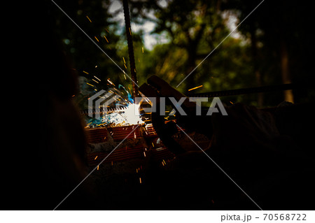 Sparks from welding of steel in construction projects Sparks from welding of steel in construction projects 70568722