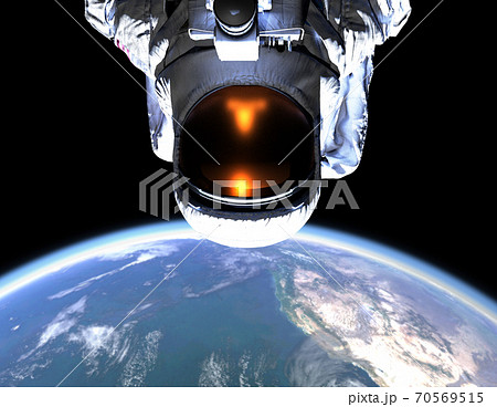 地球と宇宙飛行士のイラスト素材