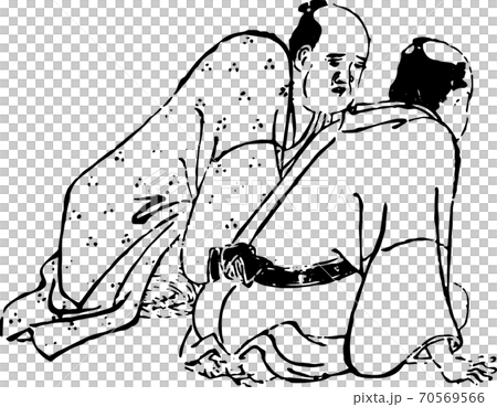 隠ぺい工作の相談をする二人の男性のイラスト素材