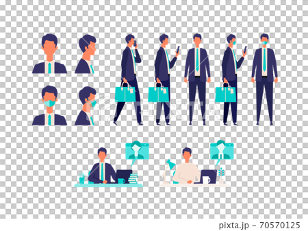 Illustrations of various business scenes in the office and businessmen 70570125