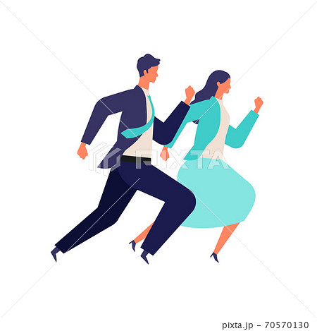 走り出す男女のビジネスマンのイラスト 70570130