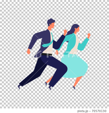 走り出す男女のビジネスマンのイラスト 70570130