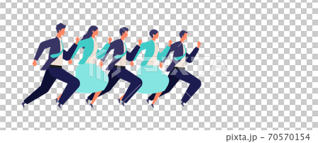 走り出す男女のビジネスマンのイラスト 70570154