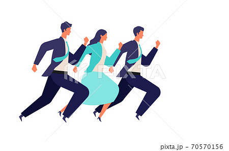 走り出す男女のビジネスマンチームのイラストのイラスト素材