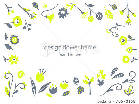 北欧風　手描きのボタニカルフレーム 70570159