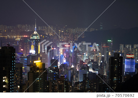 29 Sept 2007 Close up of the office building at night , hong kong 70570692