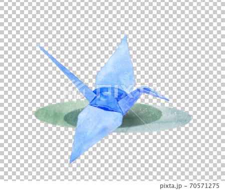 藍色折疊鶴水彩畫 70571275