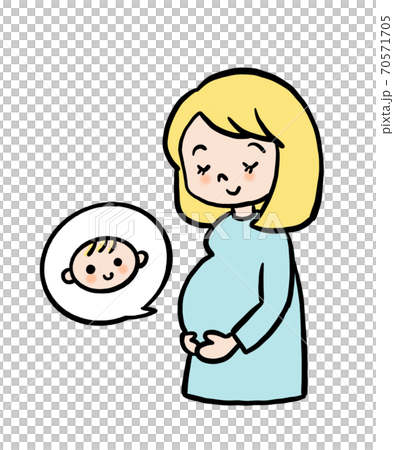 妊娠中の白人女性のイラストのイラスト素材